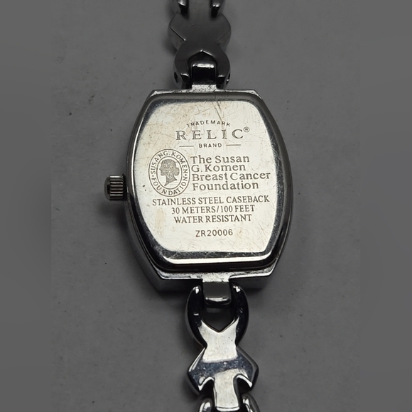 Womens Relic Fossil Breast Cancer Komen Watch New Batttery Silver Tone Ribbon - Picture 9 of 9